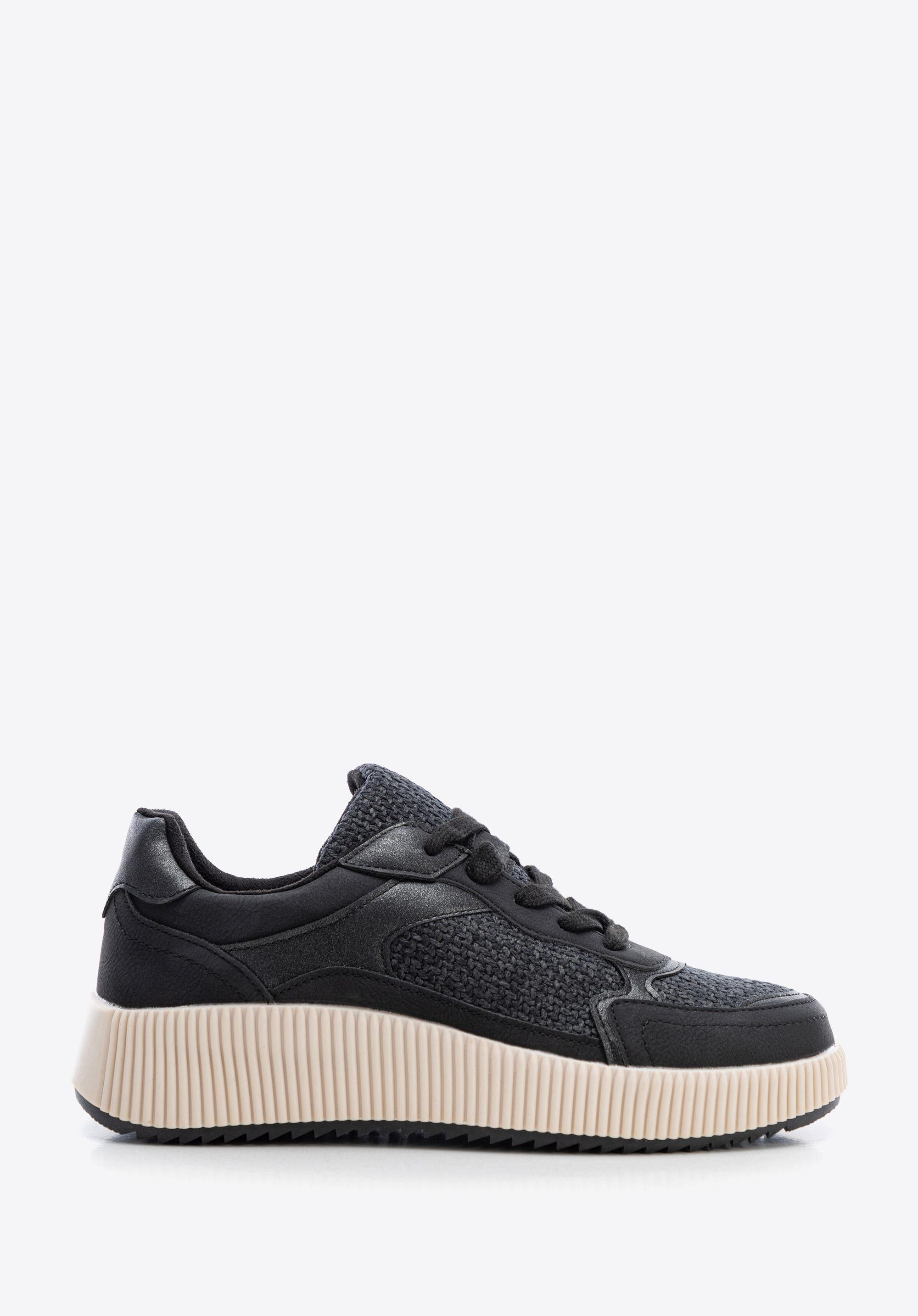 Damskie sneakersy na grubej platformie czarne