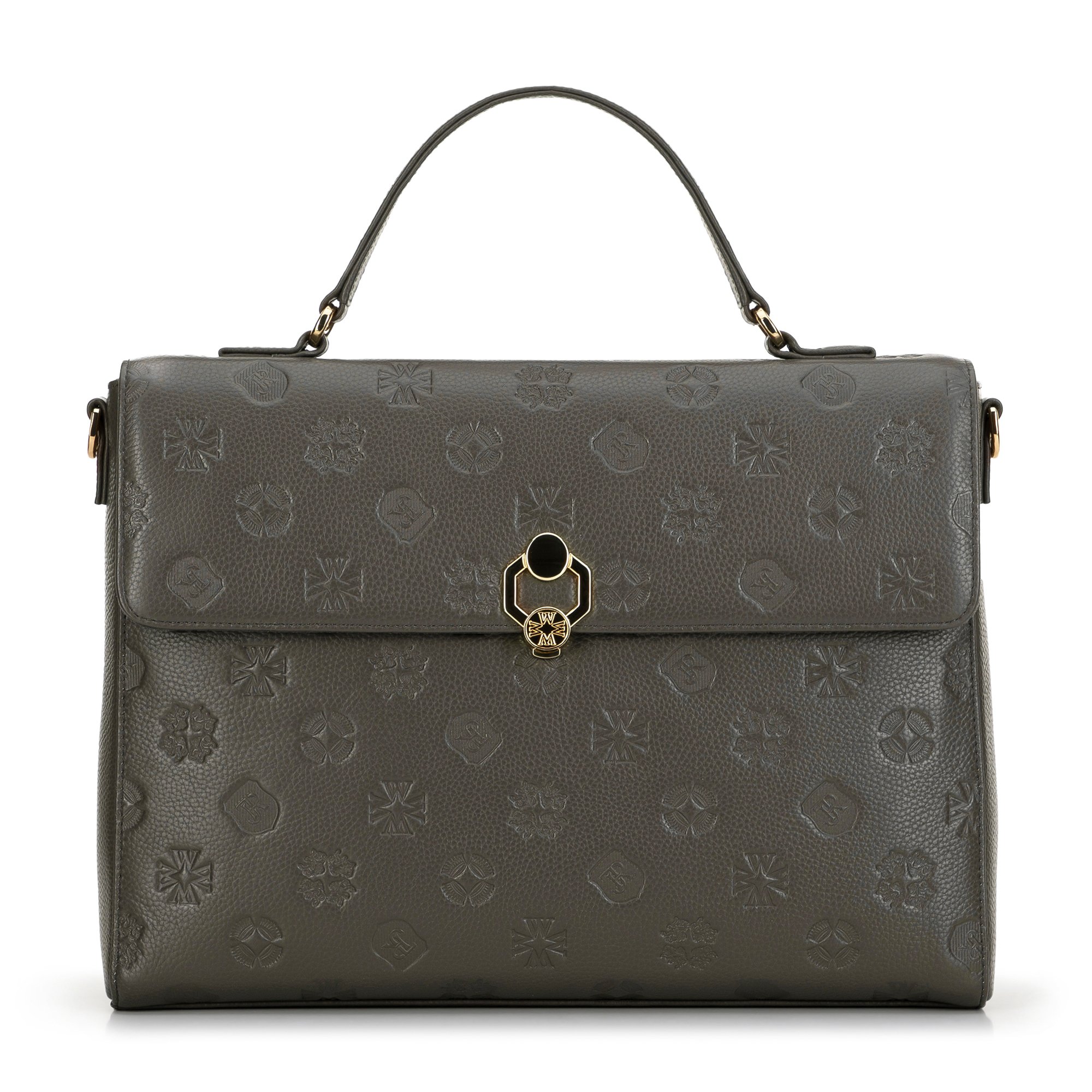 Skórzana torba na laptopa 14" w monogram taupe