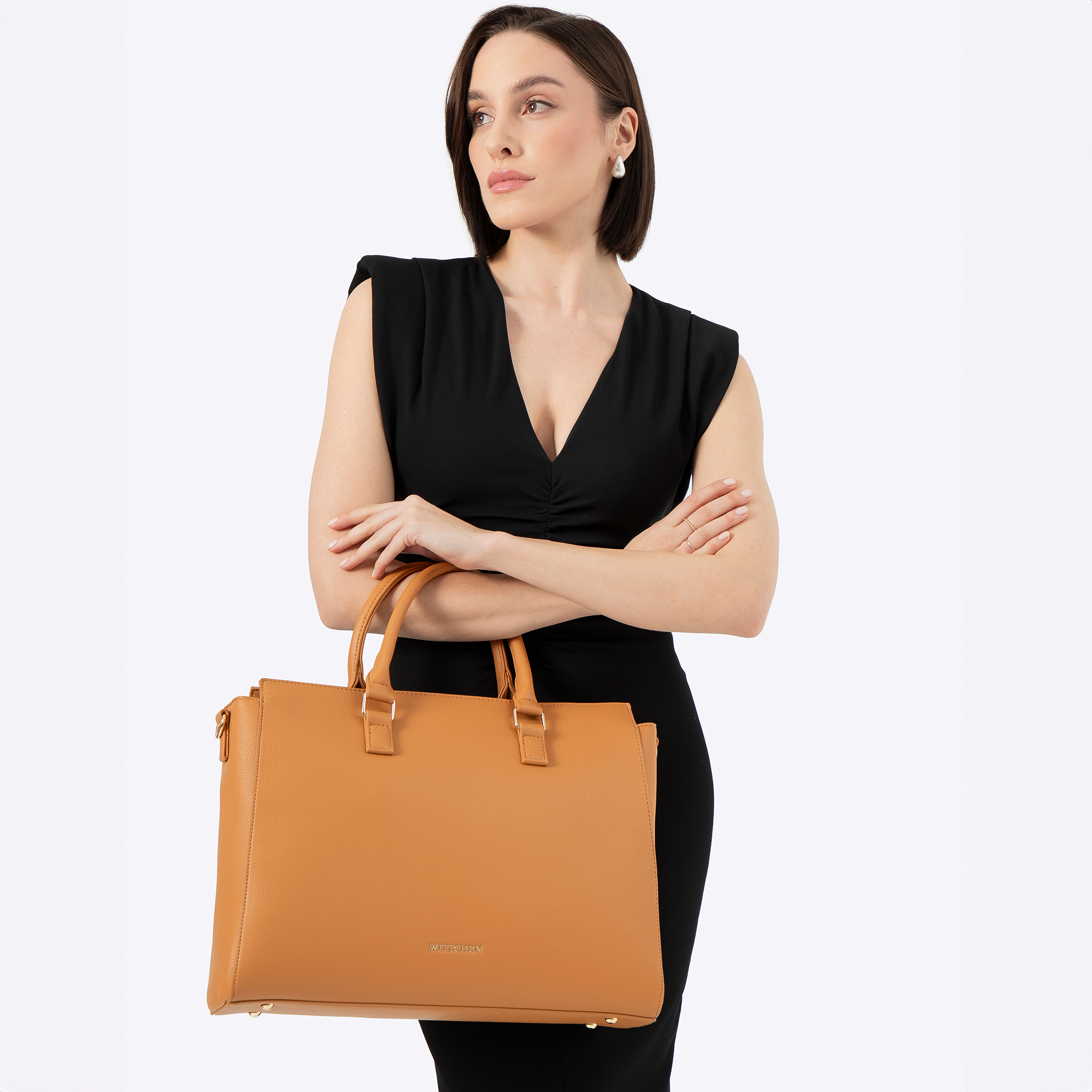 Damska torba na laptopa 17" z imitacji skóry jasny brąz