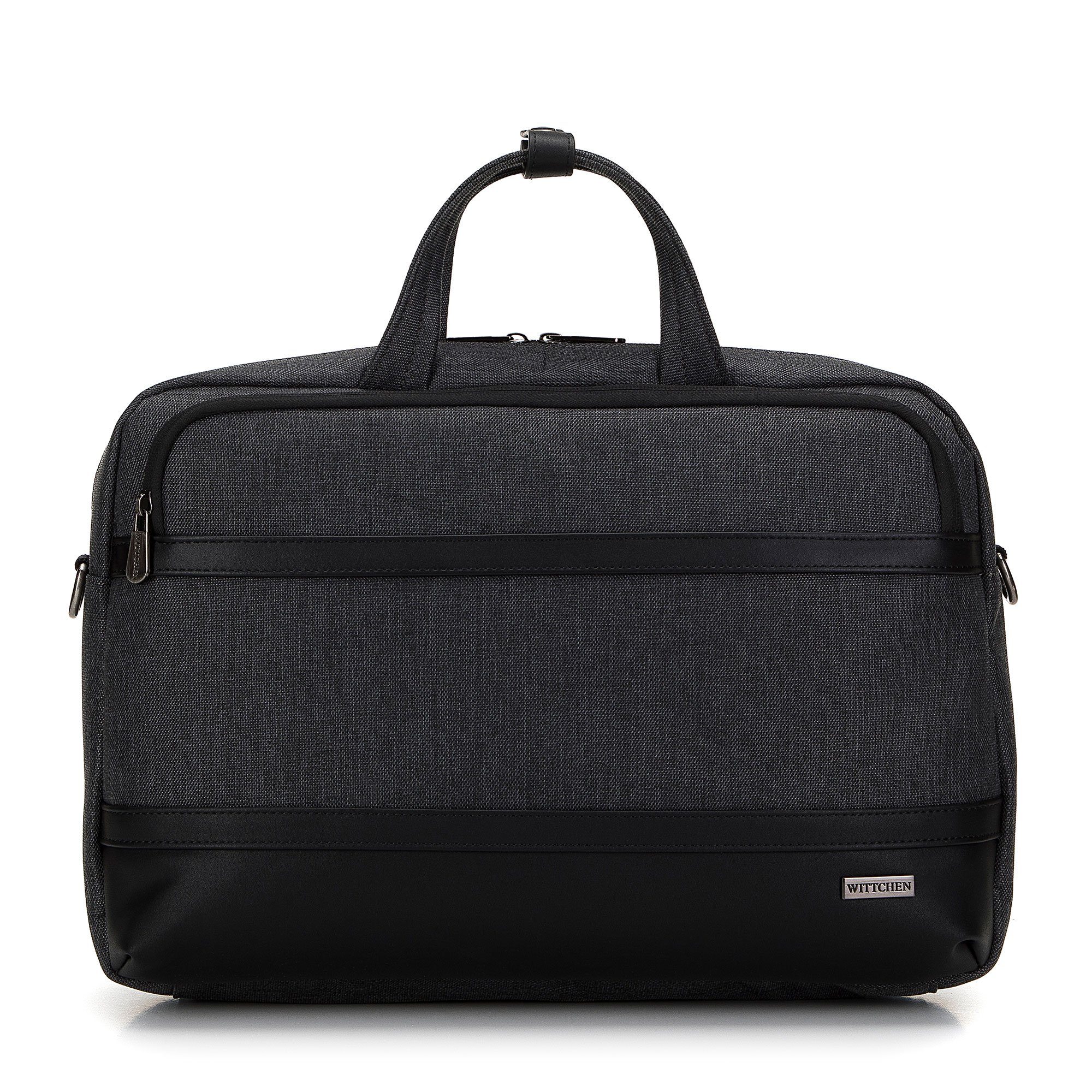 Męska torba na laptopa 15,6” z lamówką z ekoskóry czarna