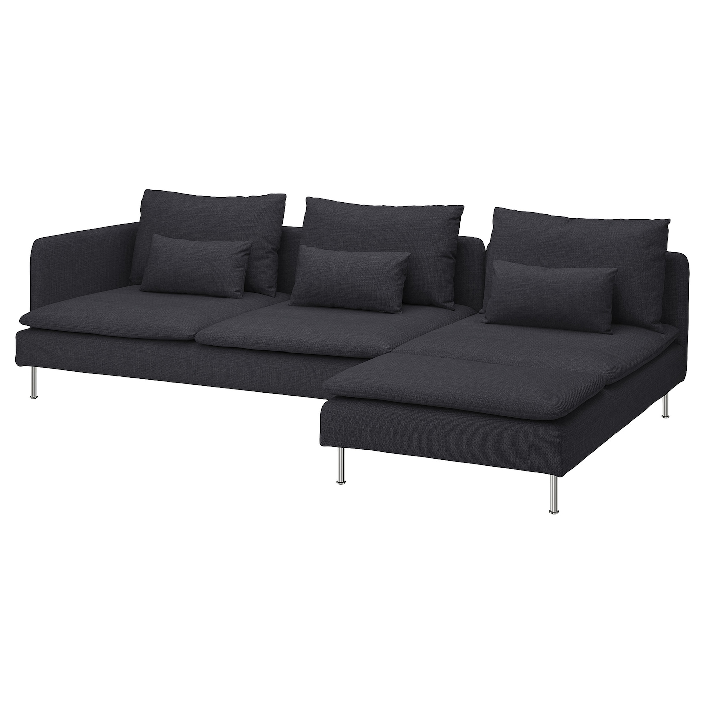 IKEA SÖDERHAMN sofa 4-osobowa z szezlongiem, z otwartym końcem/Hillared antracyt, Szerokość: 291 cm