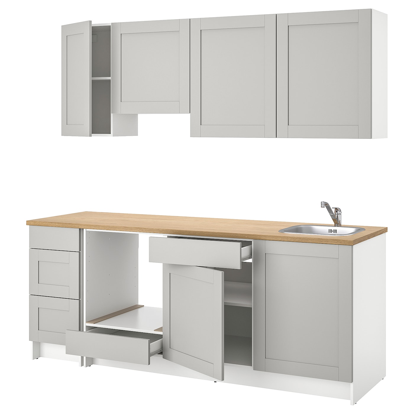 IKEA KNOXHULT kuchnia, szary, 220x61x220 cm