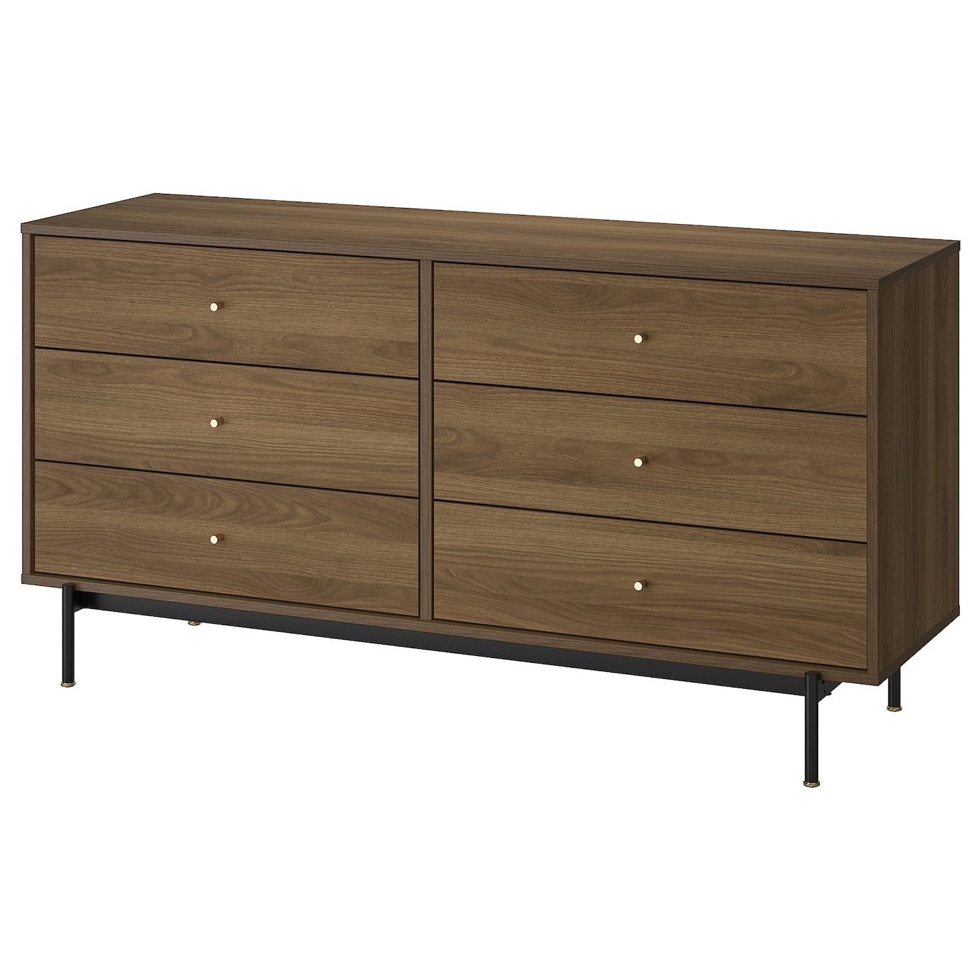IKEA RÅDMANSÖ komoda, 6 szuflad, brązowy orzech, 159x48x81 cm