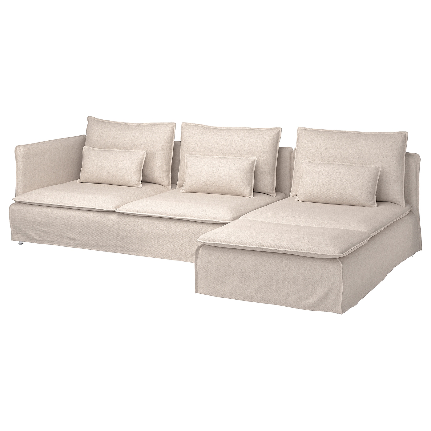 IKEA SÖDERHAMN sofa 4-osobowa z szezlongiem, z otwartym końcem Gransel/naturalny, Szerokość: 285 cm