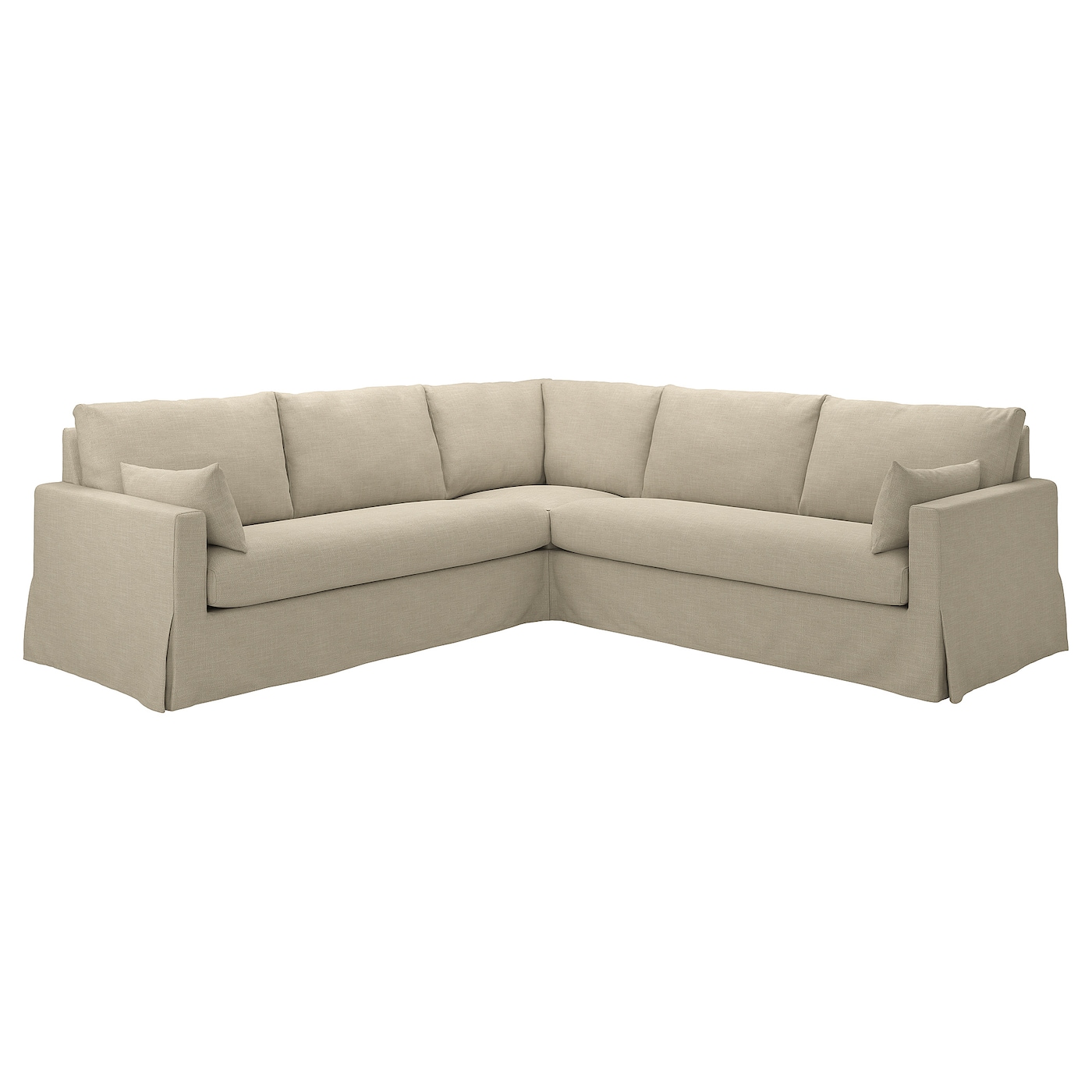 IKEA HYLTARP sofa narożna 4-osobowa, Hemmesta jasnobeżowy, Wysokość podłokietnika: 63 cm