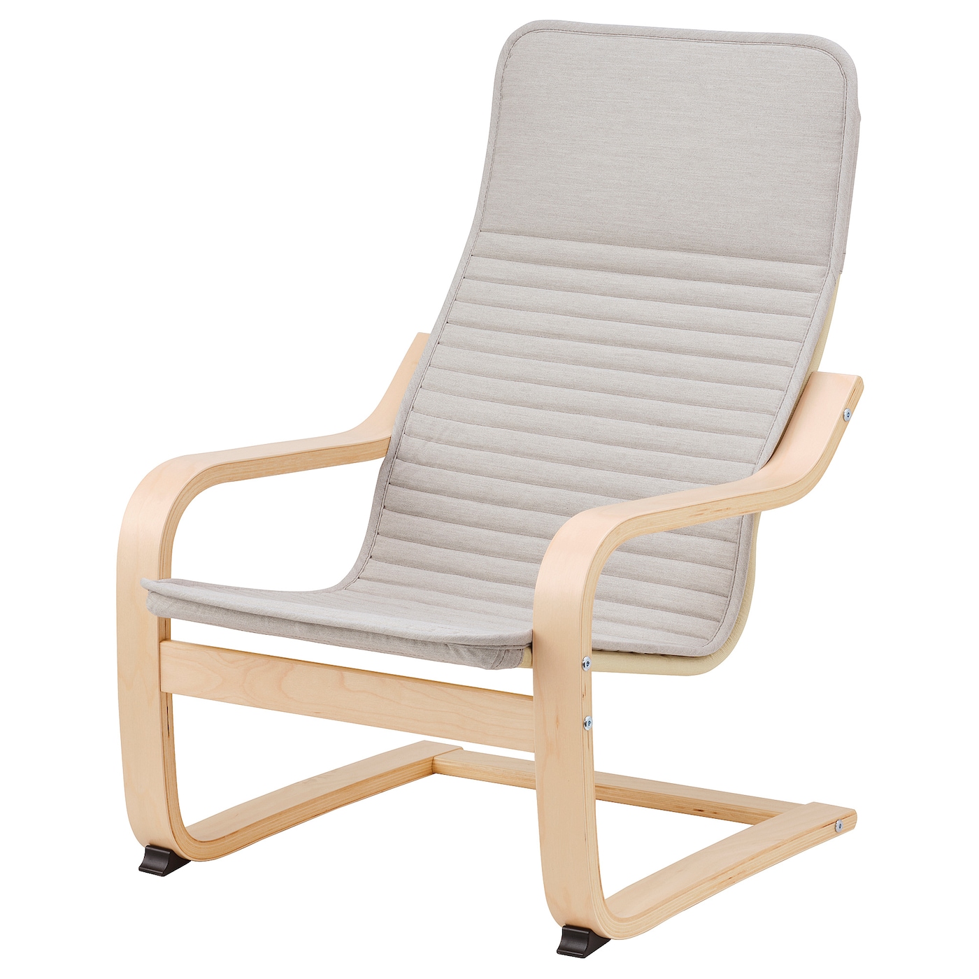 IKEA POÄNG fotelik dziecięcy, okl brzoz/Knisa jasnobeżowy, Szerokość: 47 cm