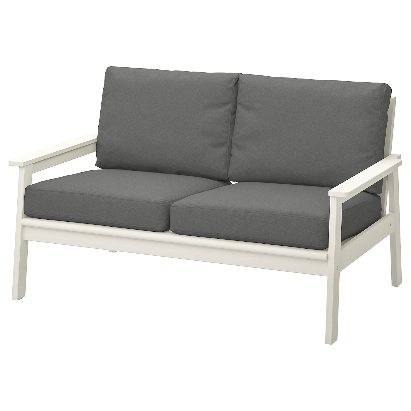 IKEA BONDHOLMEN sofa 2-osobowa, na zewnątrz, biały/beżowy/Frösön/Duvholmen ciemnoszary, Szerokość: 139 cm