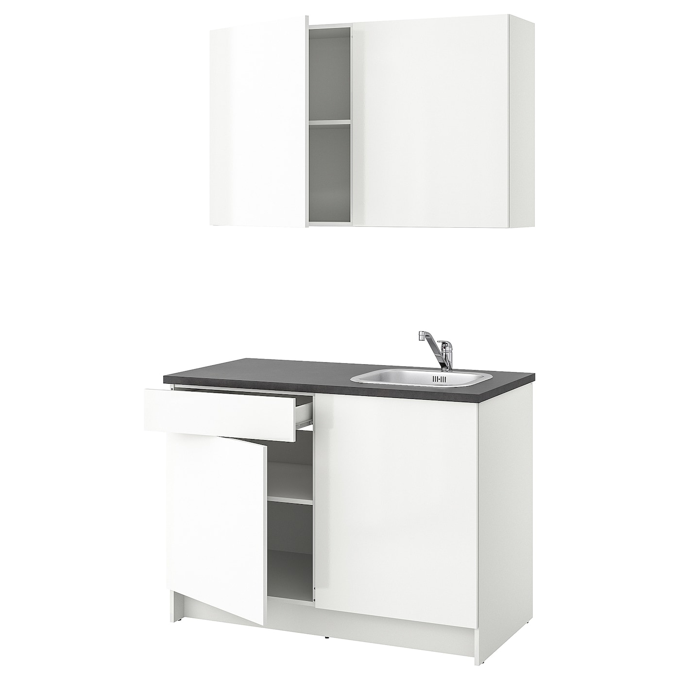 IKEA KNOXHULT kuchnia, połysk biały, 120x61x220 cm