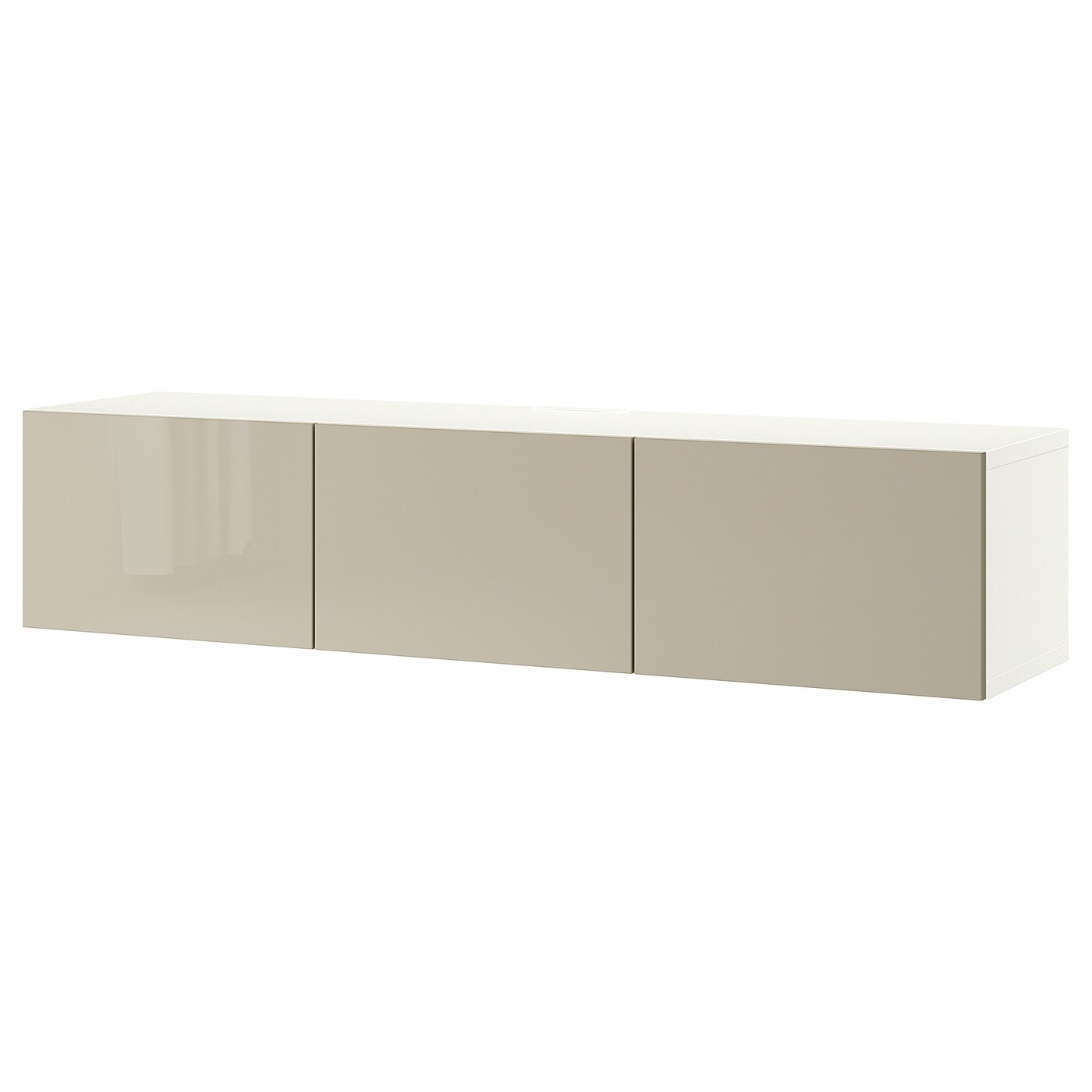 IKEA BESTÅ ława TV z drzwiami, biały/Selsviken wysoki połysk beż, 180x42x38 cm
