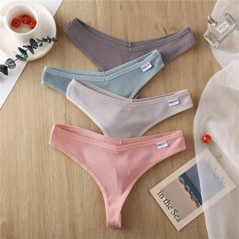3 PAK bawełniane stringi FineToo M-XL