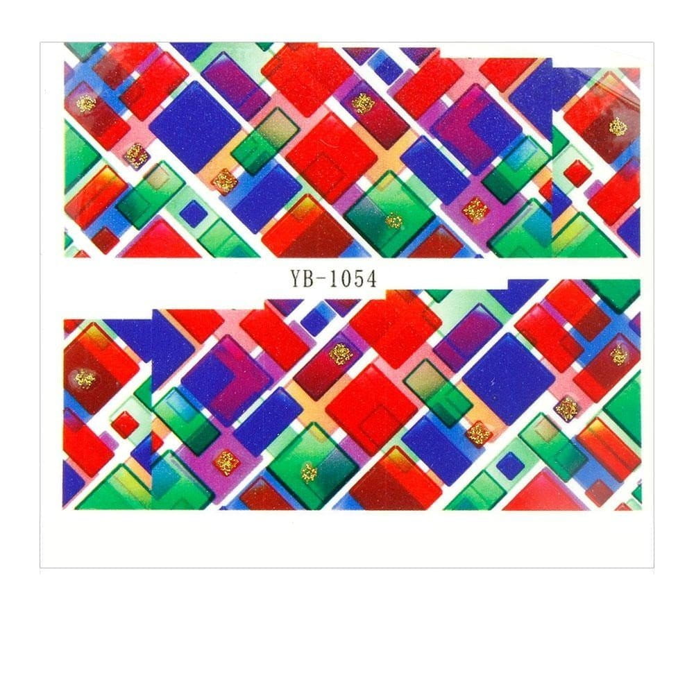 Naklejki wodne do paznokci arkusz 6,5 x 5,5 cm na 10 palców yb Nr 1054