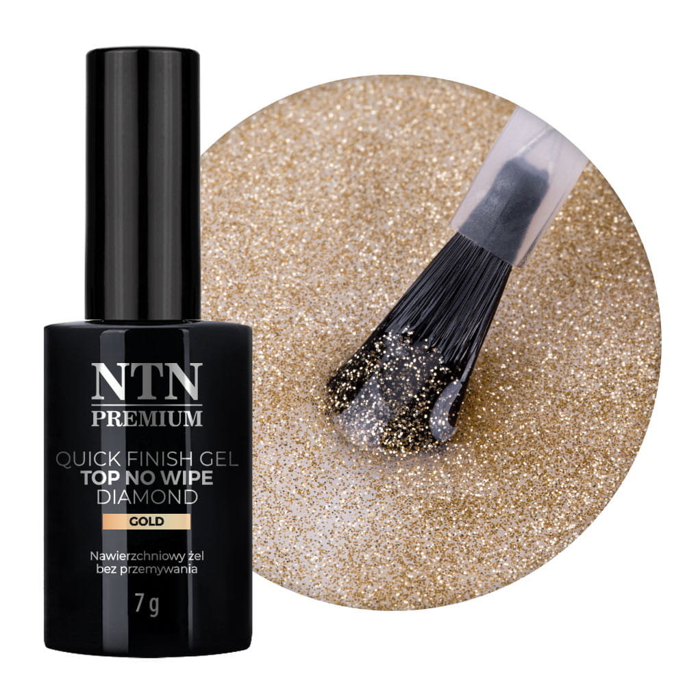 Top Quick Finish Gel Diamond no wipe bez przemywania NTN Premium Gold 7g