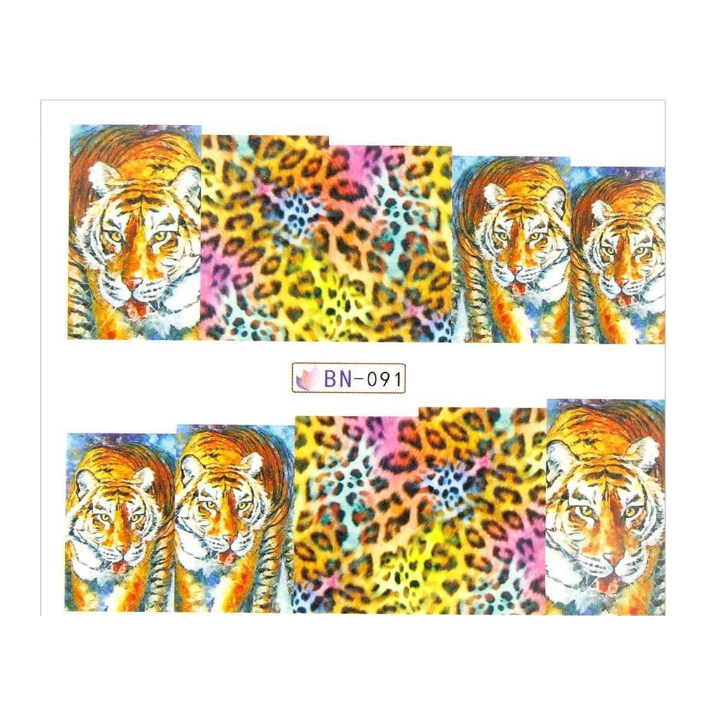 Naklejki wodne do paznokci arkusz 6,5 x 5,5 cm na 10 palców bn Nr 091