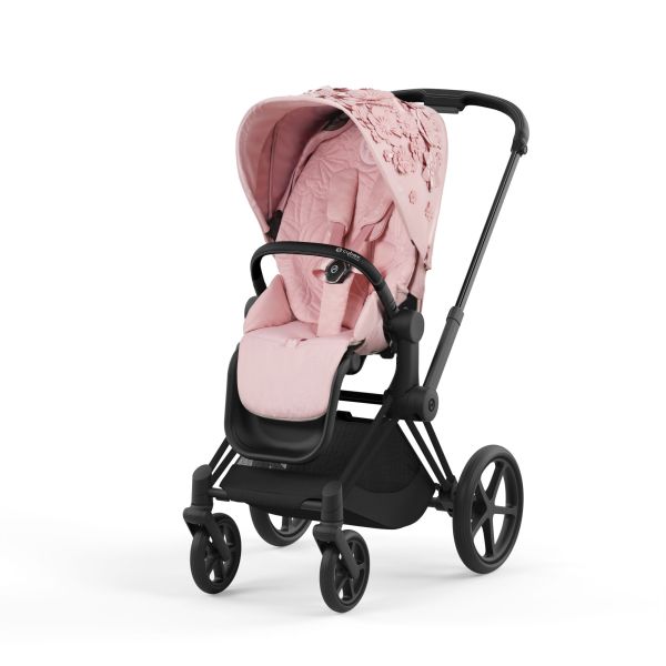 Cybex ePriam Fashion Collection - wózek spacerowy z napędem elektrycznym-Simply Flowers Pale Blush-Matt Black
