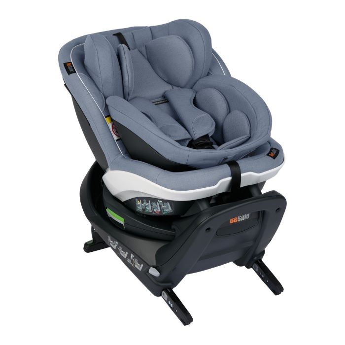 Besafe Izi Turn B i-Size - obrotowy fotelik samochodowy od 40 do 105 cm wzrostu 0-18 kg-Niebieski Melange
