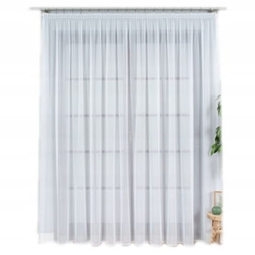 Firana gotowa z woalu, 250x200cm, do salonu - BIA, elegancka i nowoczesna