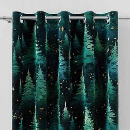 Zasłona świąteczna na przelotkach Gwieździsty las 250x140 cm