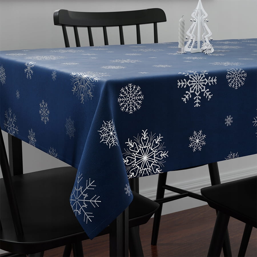 ŚNIEŻKI Obrus wodoodporny VELVET 140x220 - granatowy, idealny do jadalni