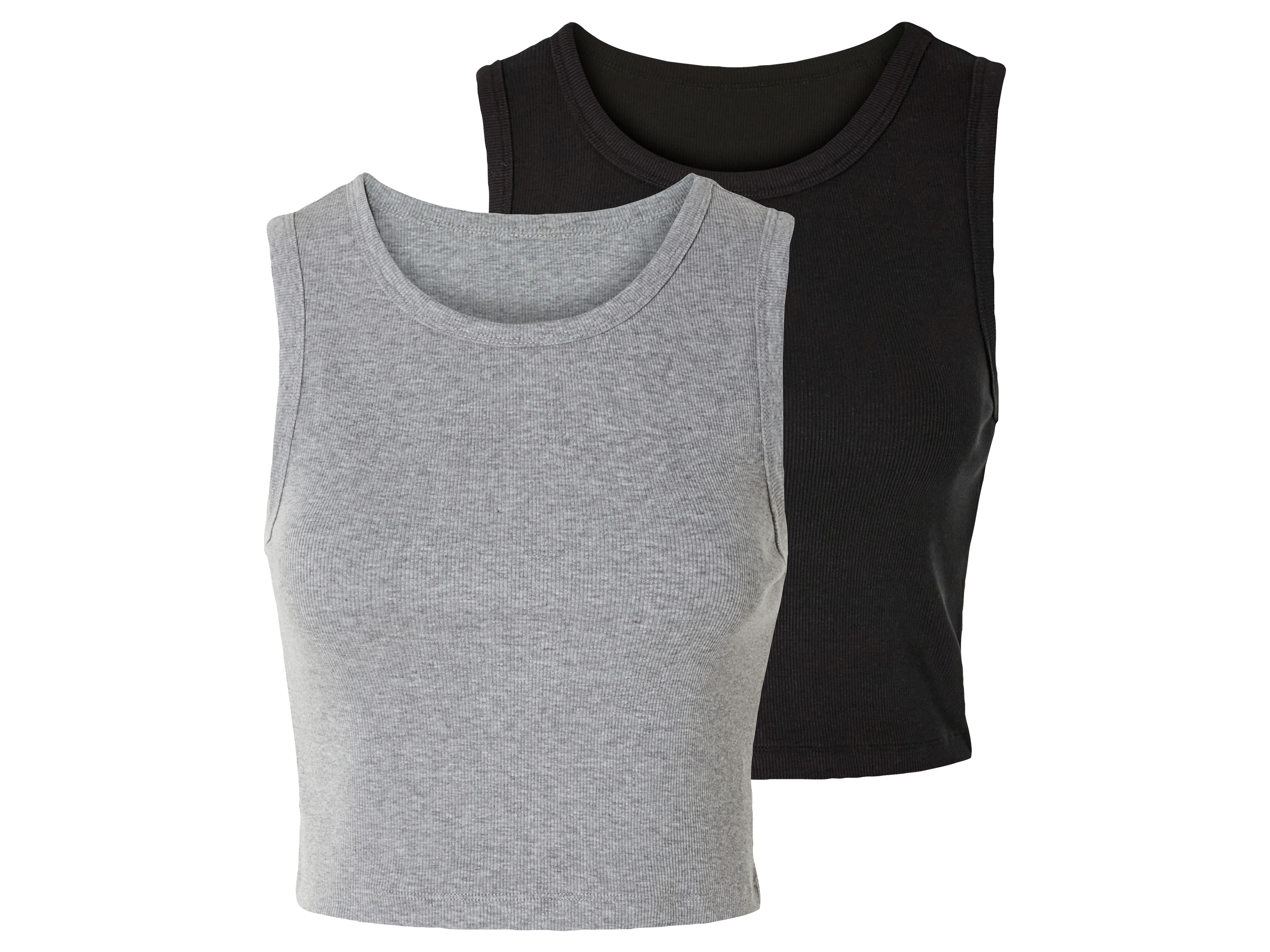 esmara Crop topy damskie z bawełną Czarny/szary, Xl48/50