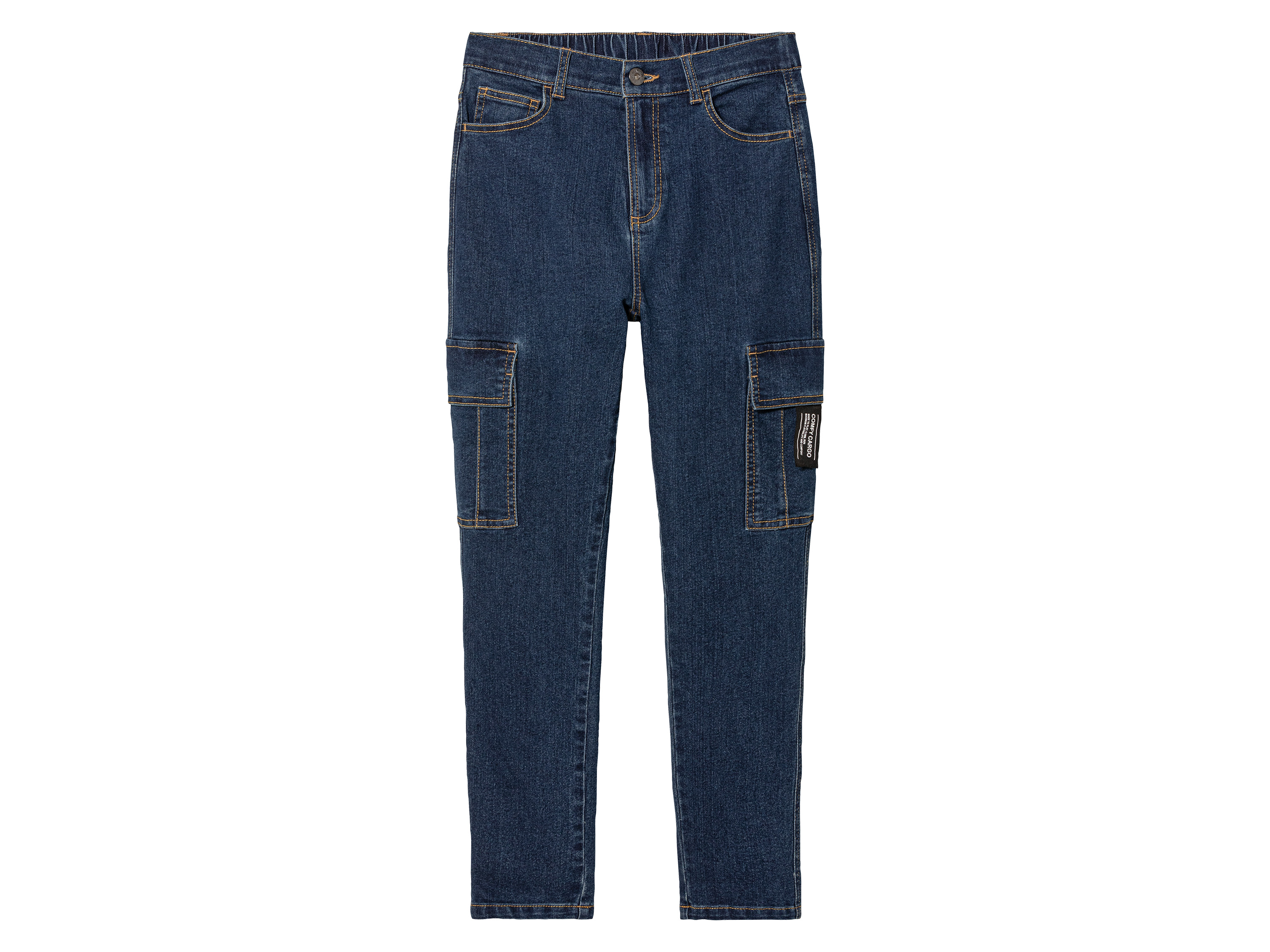 pepperts! Jeansy chłopięce cargo, slim fit 164, Ciemnoniebieski