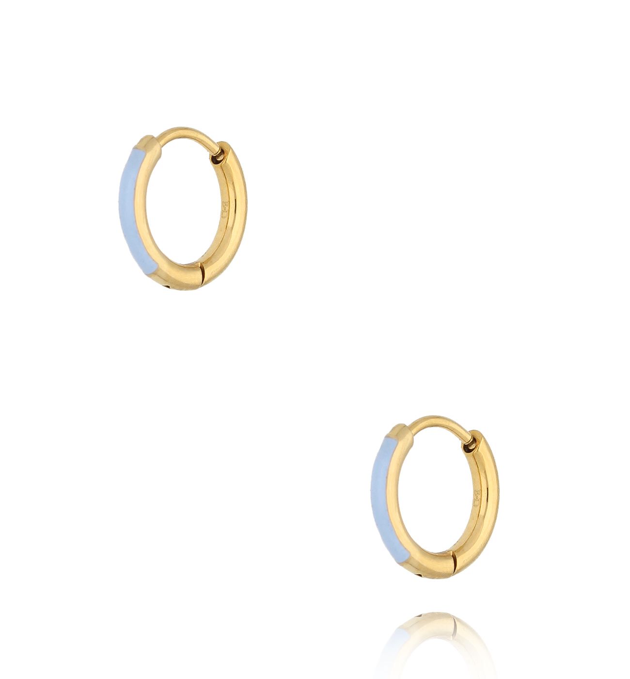 Kolczyki złote koła z niebieską emalią Enamel Small Hoops - By Dziubeka