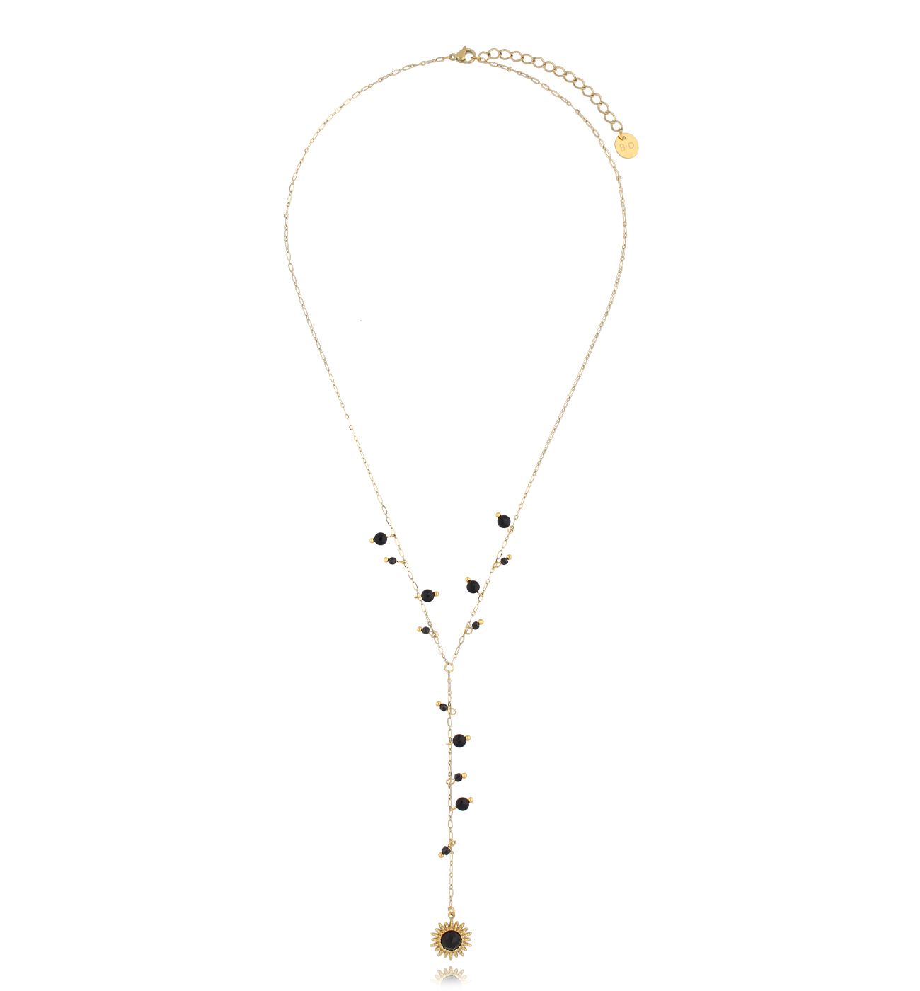 Naszyjnik złoty z czarnymi kryształkami Black Treasure NSY0060