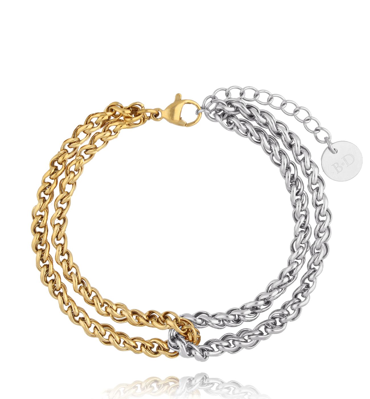 Bransoletka z łańcuchem srebro złota Steel Grace BSA0640