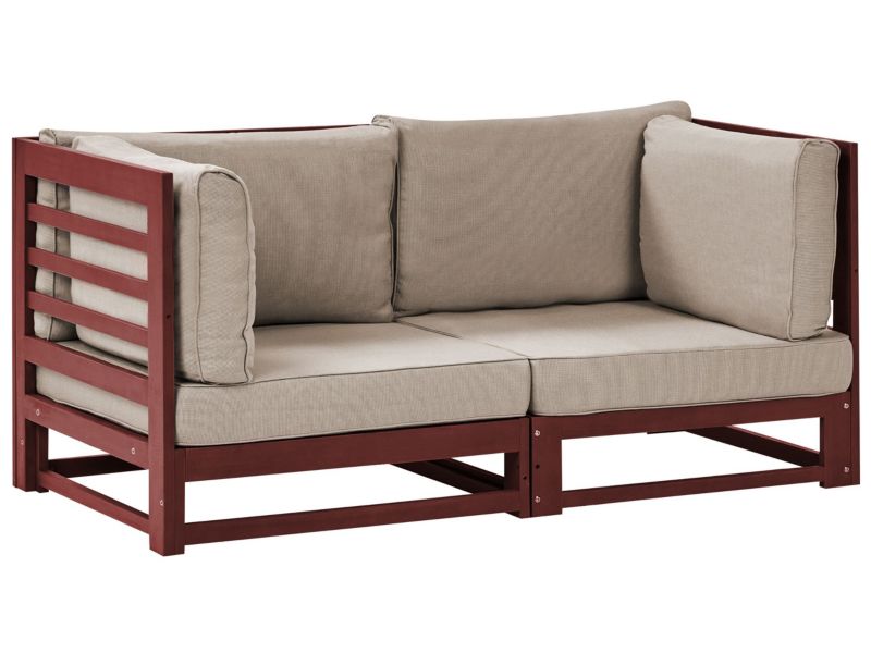 Sofa dwuosobowa Trani Drewno akacjowe Bordowy 1 szt.