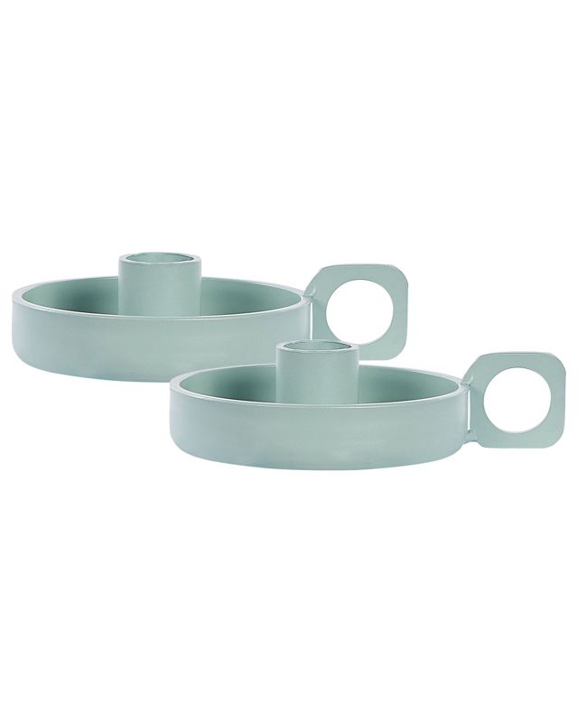 Zestaw 2 świeczników Chorio Metal 4 cm Miętowy 1 par.
