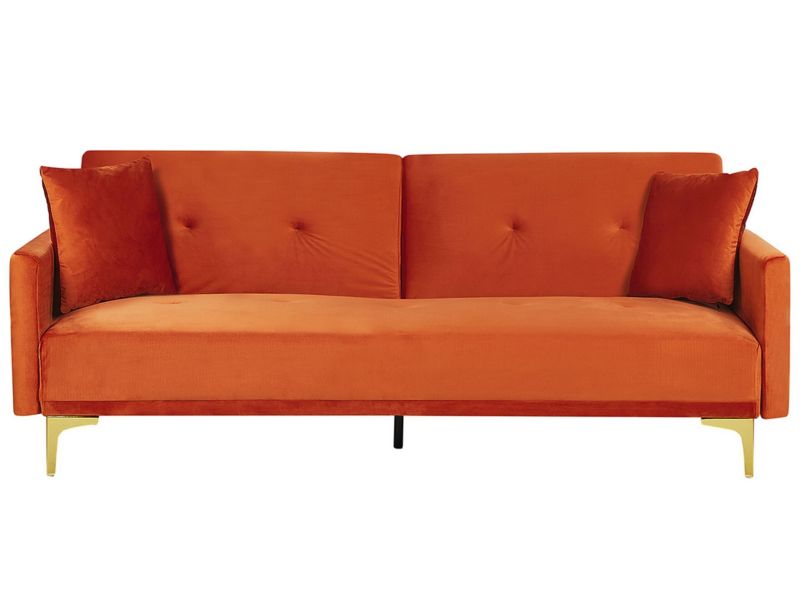 Sofa rozkładana Lucan Pomarańczowy Welur 1 szt.