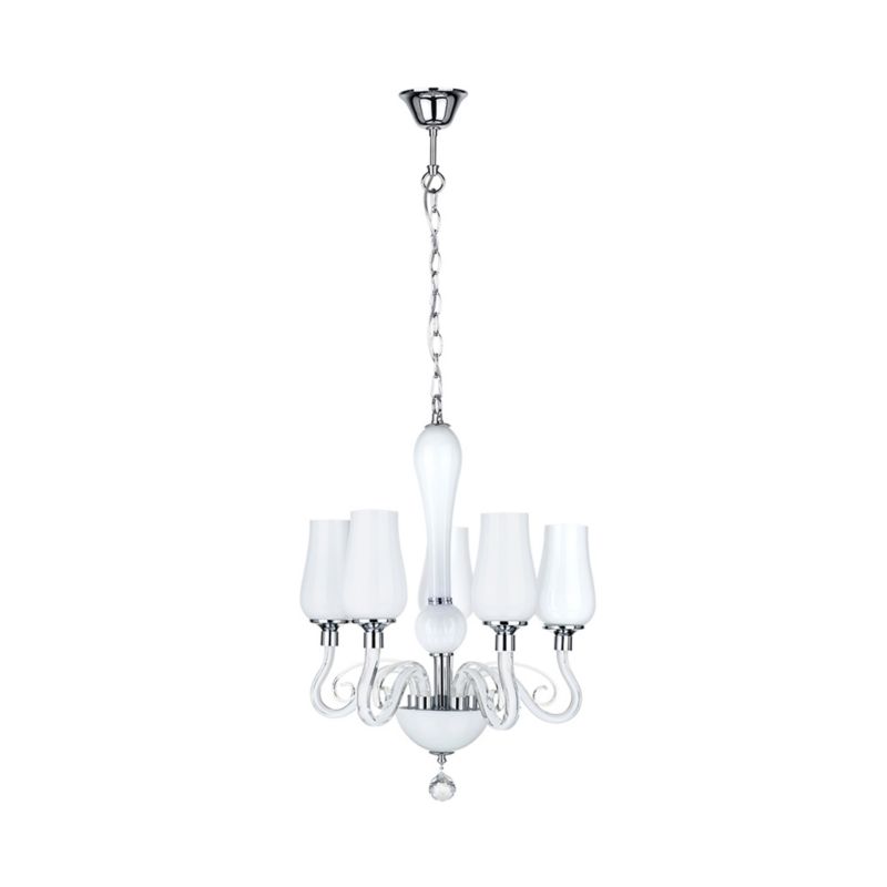 Lampa Wisząca SPOT Light 5xE14 Max.40W Subtelne Połączenie Chromu i Bieli od Polskiego Producenta, 1 szt.