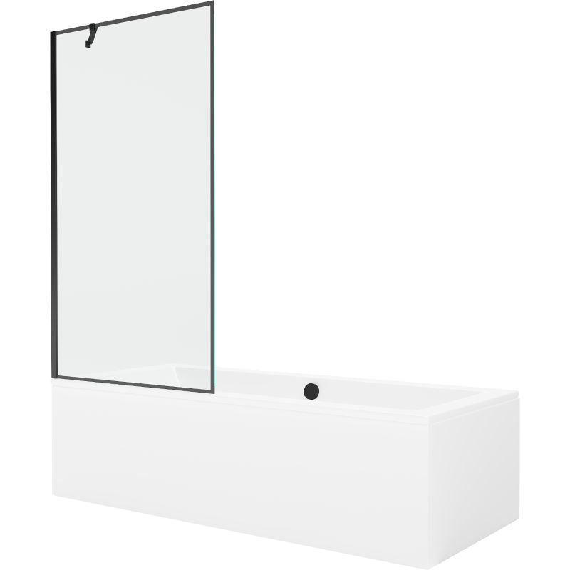Wanna prostokątna Mexen Cube 180 x 80 cm z obudową i parawanem 1-skrzydłowym 90 cm czarny wzór 550518080X9509007070 1 szt.