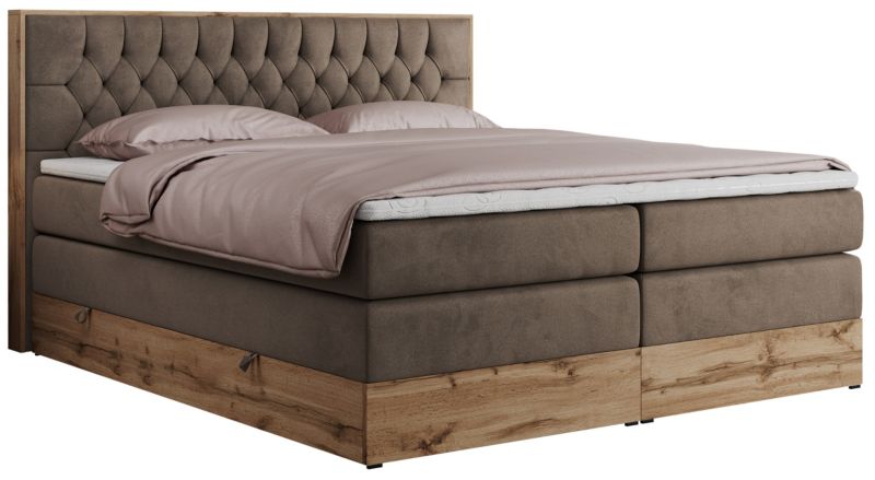 Łóżko kontynentalne MKS Meble AMORE KING 140x200 H4 brązowy welwet 1szt.