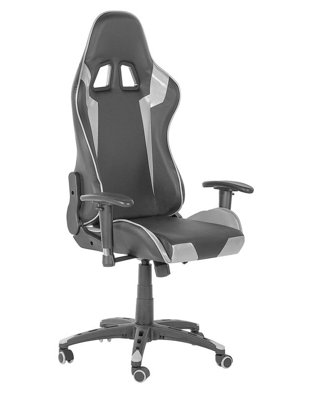 Fotel gamingowy Ekoskóra Srebrny Knight 1 szt.