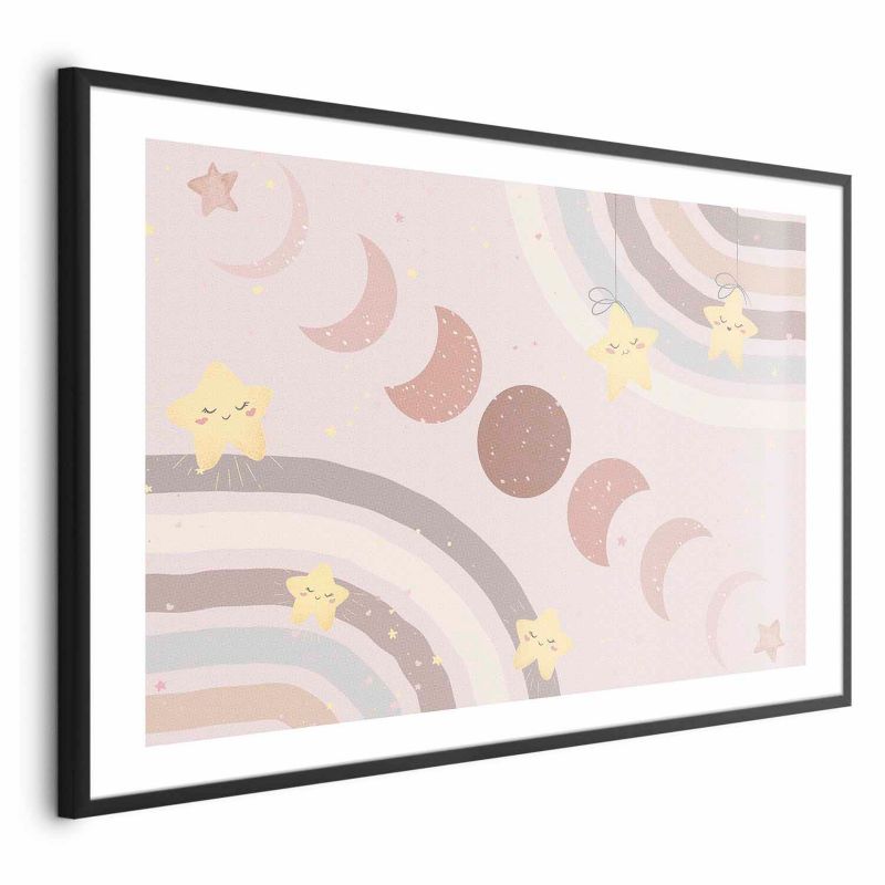 Plakat Artgeist Księżyc z tęczą 90x60 cm z ramą czarną 1 szt