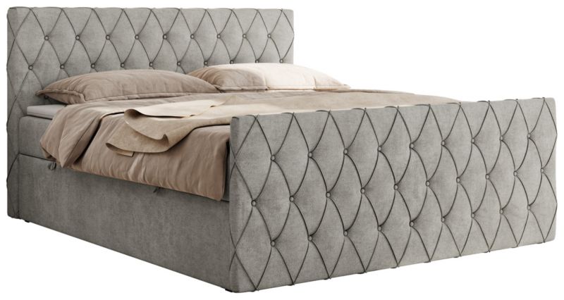 Łóżko kontynentalne MKS Meble MIREN DUO 160x200 H4 Jasnoszary struktura 1szt.