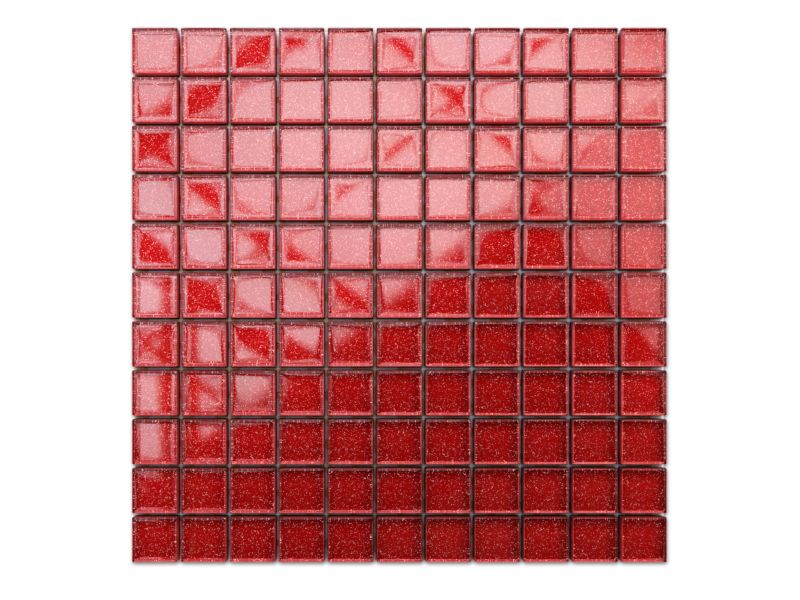 Mozaika szklana Ilcom czerwona red brokat 30x30cm 1 szt.