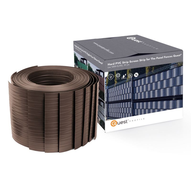 Taśma ogrodzeniowa PCV 19cm, listwa do ogrodzeń panelowych premium, 900 g/m2, RAL 8017, brąz, 2.52m