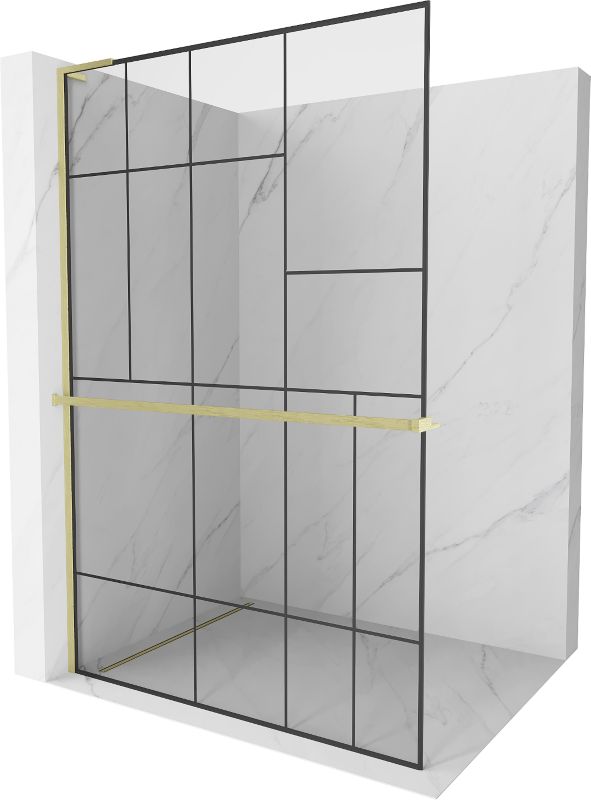 Ścianka prysznicowa Mexen Kioto+ L czarny wzór, złota szczotkowana 70 x 200 cm 800-070-123-55-78 1 szt.