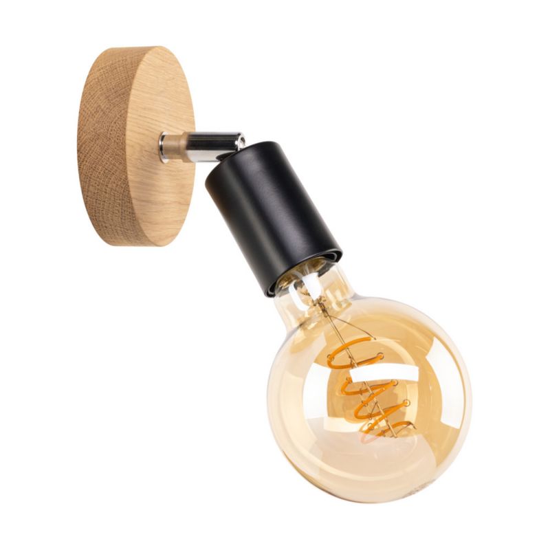 Drewniany Kinkiet SPOT Light 1xE27 Dąb Olejowany PVC z Dodatkiem Czerni, Polski Producent, 1 szt.