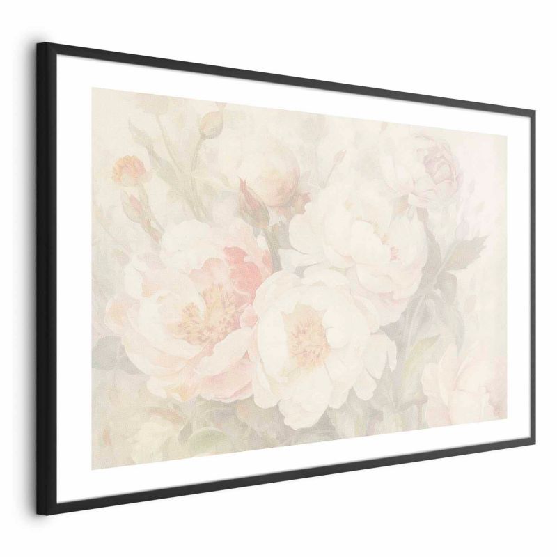 Plakat Artgeist Piwonie we mgle 30x21 cm z ramą czarną 1 szt