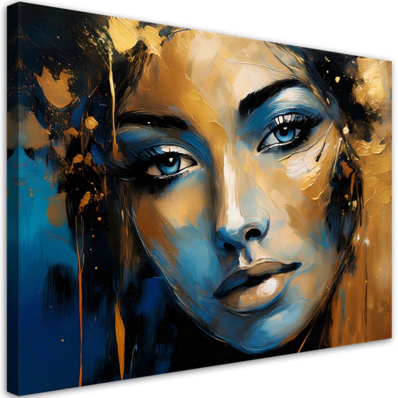 Obraz do salonu sypialni Feeby Portret Kobiety Złoto Abstrakcja 90x60 cm 1szt