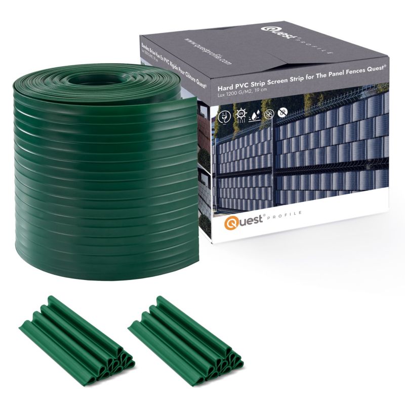 Taśma ogrodzeniowa PCV 19cm, listwa do ogrodzeń panelowych premium, 900 g/m2, RAL6005, zielony, 26m
