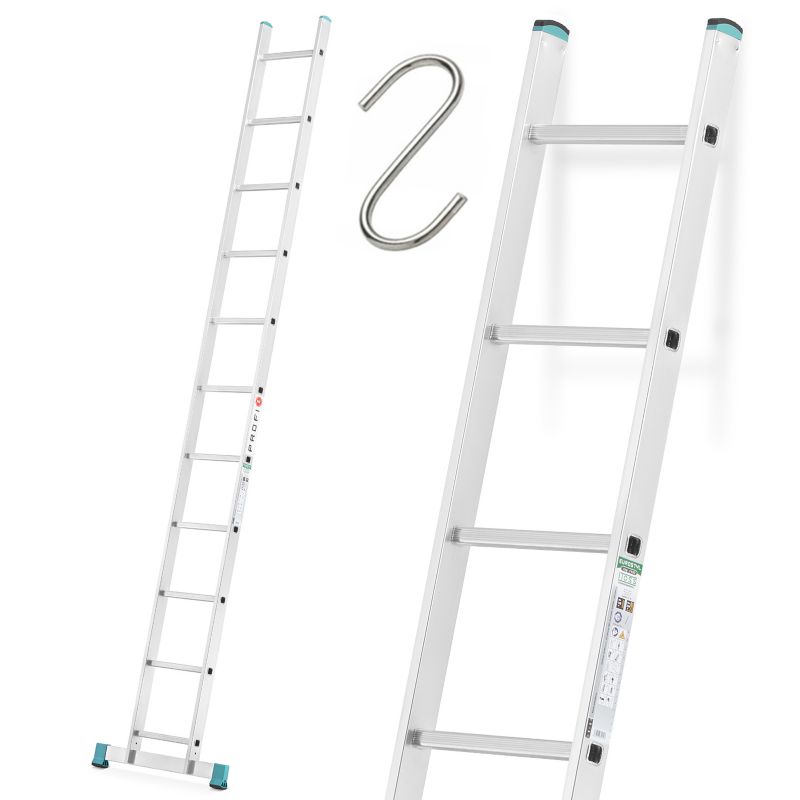Drabiny drabina aluminiowa przystawna ALOSS mocna TUV 1x11 - 3,13m + stabilizator 1 szt
