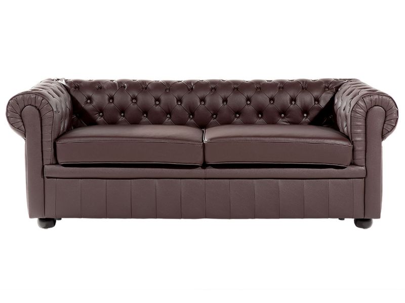Sofa 3-osobowa skórzana brązowa Chesterfield 1 szt.