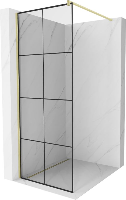 Ścianka prysznicowa Mexen Kioto czarny wzór, złota szczotkowana 90x200 800-090-101-55-77 1 szt.
