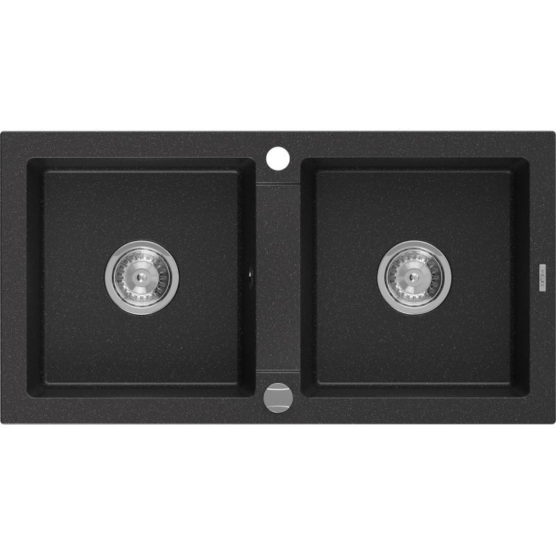 Zlewozmywak wpuszczany Mexen Mario 2-komorowy czarny/złoty metalik 820 x 436 mm - 6504822000-75-B 1 szt.