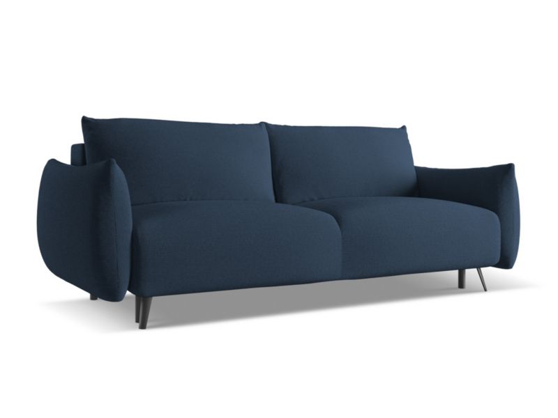 Kanapa 3-osobowa z funkcją spania Makamii Malie z tkaniny szenilowej 230x105 cm królewski niebieski 1 szt.
