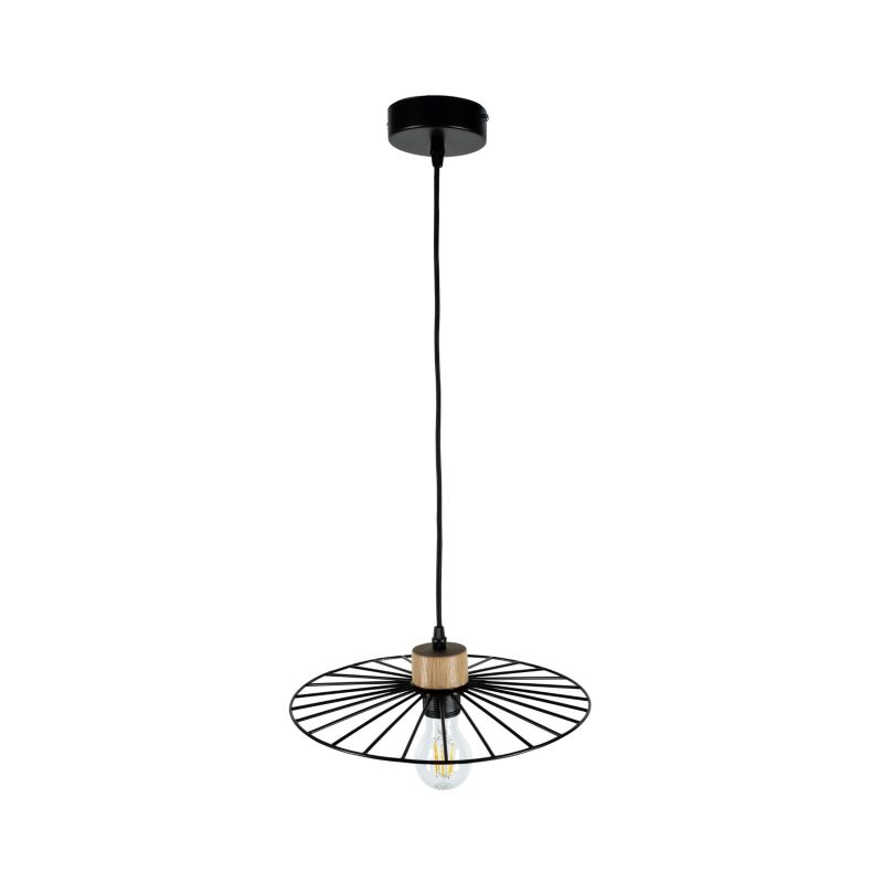 Drewniana Lampa Wisząca SPOT Light 1xE27 60W Dąb Olejowany FSC z Akcentem Czerni, Polski Producent, 1szt.