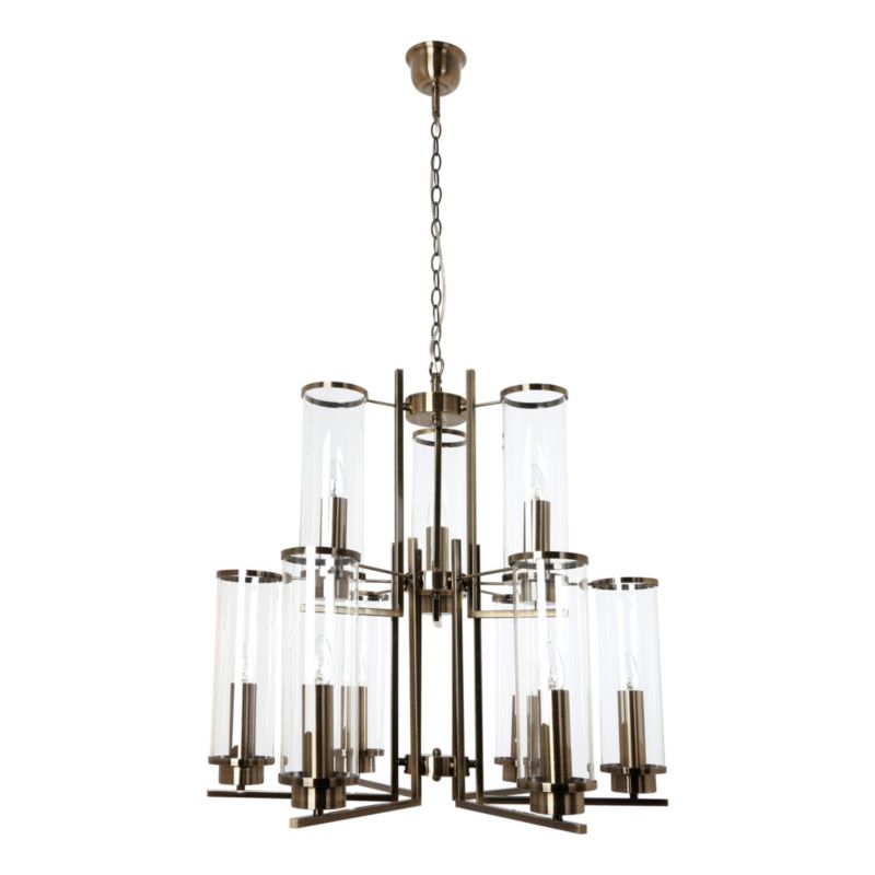 Lampa Wisząca SPOT Light 9xE14 Max.40W Subtelna Patyna z Transparentnym Szkłem, Polski Producent, 1 szt.